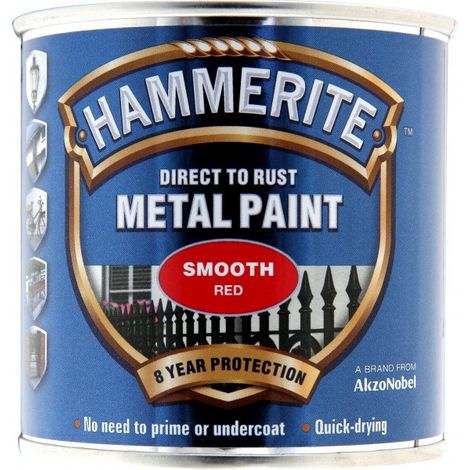 Hammerite Direct to Rust Smooth Finish Metal Paint - Red, 250ml
