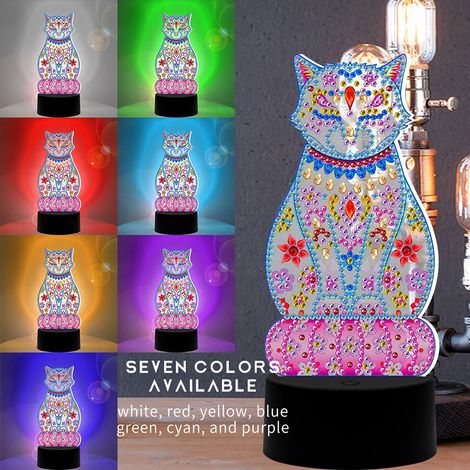 Peinture diamant à faire soi-même, veilleuse LED 7 couleurs, broderie diamant, décoration intérieure DP04 (1/5)