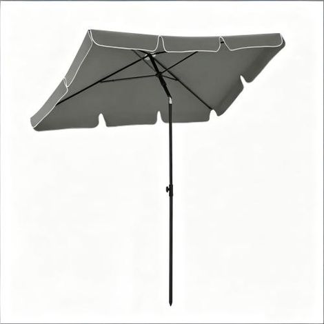 Parasol Inclinable Rectangulaire 200x120cm Protection UV Hauteur 2m45 Toile Polyester Parasol Pliable pour Extérieur Inclus Housse de Protection Gris