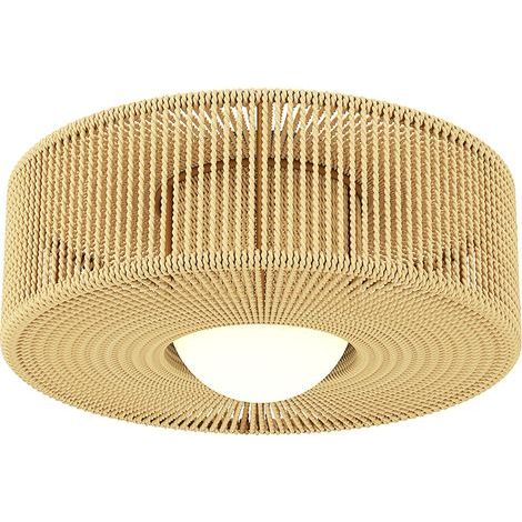 Suspension bohème en jute, abat-jour rond, douille G9 LED, plafonnier design ethnique (1/5)