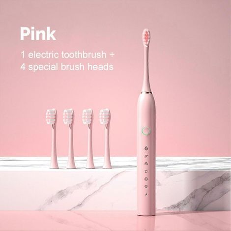 Brosse à dents électrique pour adultes et enfants avec 6 vitesses, rechargeable par USB et à ultrasons (1/5)