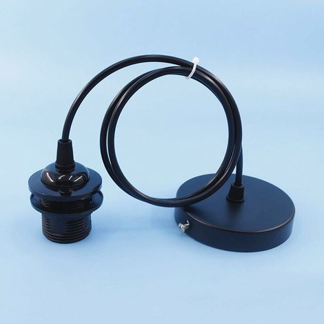 E27 Porte Lampe Suspension, E27 Pendentif Lampes Suspendues Accessoires, E27 Lampe Suspendue Accessoires Avec 1m Câble, pour Bar, Café, Magasin de Vêtements, Maison, Hôtel (Noir) (1/5)