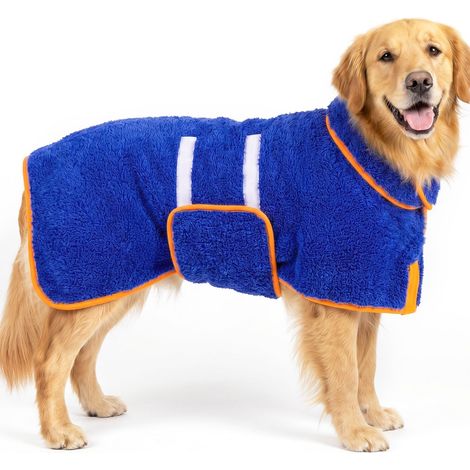 Peignoir pour chien, très absorbant, en polaire douce, chaud et confortable, séchage rapide (bleu foncé, taille XL) (1/5)