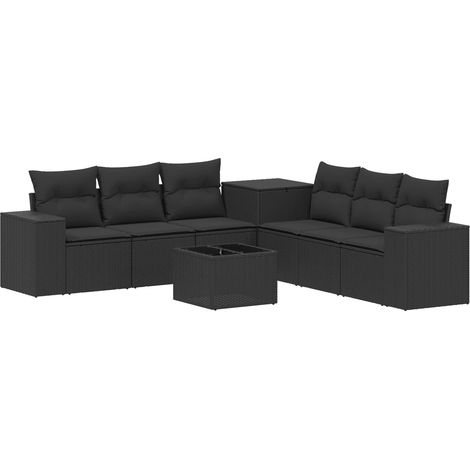 Set di divani 8 pz Nero Rattan sintetico e Acciaio vidaXL (1/5)