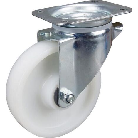 Rueda industrial giratoria en poliamida: di谩metro160 x 40 mm placa soporte: 137 x 105 mm. Capacidad: 350 kg Tente TENTE