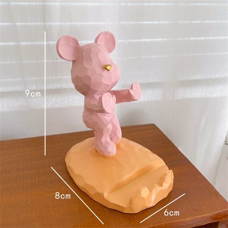 Support de téléphone portable innovant et mignon avec ours en peluche rose, compatible avec téléphones et tablettes. (1/3)