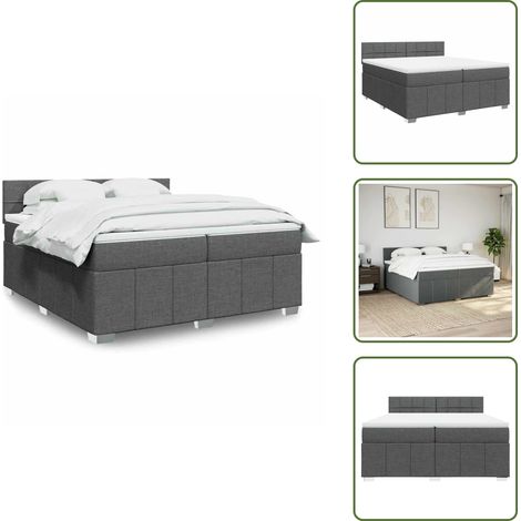 Sommier à lattes de lit avec matelas Gris foncé 200x200cm Tissu - Sommier À Lattes De Lit - Sommiers À Lattes De Lit - Lit - Meuble De Chambre À Coucher (1/5)