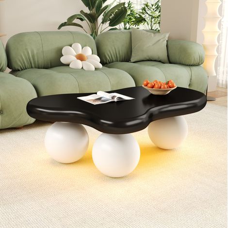 tavolo soggiorno 95 cm LED nuvola MDF mini nero bianco OKMYHOME (1/5)
