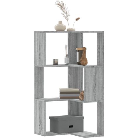 Eck-Bücherregal 3 Böden Grau Sonoma 50x50x102 cm Holzwerkstoff