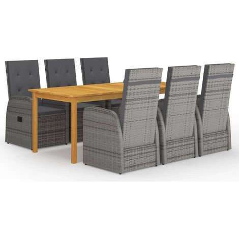 Set da pranzo da giardino per esterni 7 pezzi mobili grigi 020013961