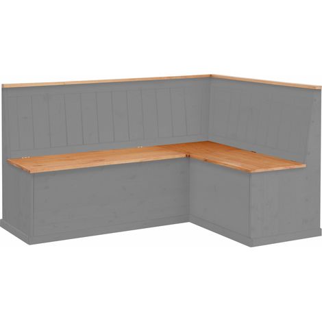 Banc d'angle en pin massif gris – Espace de rangement pratique – Style campagnard tendance – Dimensions optimales pour salle à manger