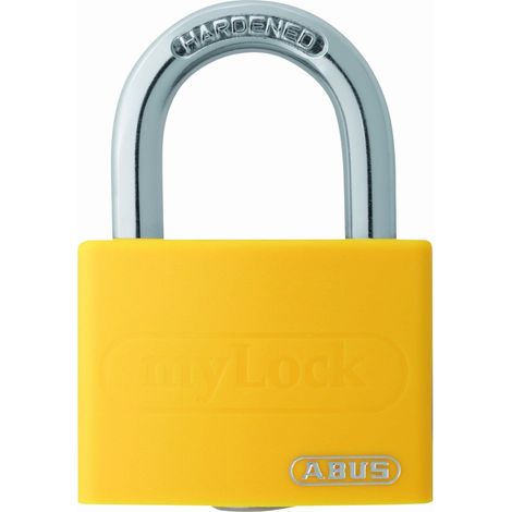 Abus My Lock Inscribable Aluminum Padlock, 40mm, Yellow, Keyed Alike, T65AL/40, Model 6401 (1/2)