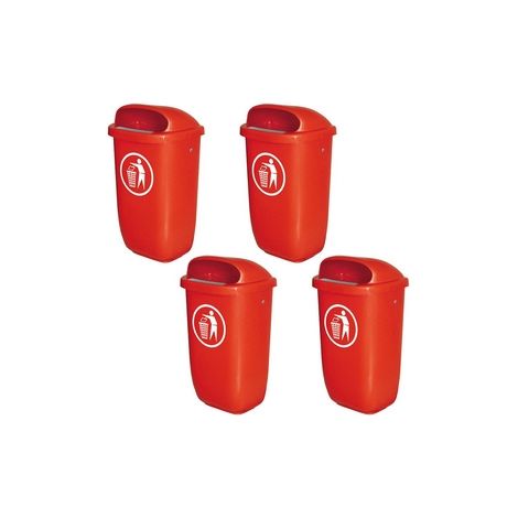 BRB 4 Abfallbehälter für den Außenbereich, 50 Liter, nach DIN 30713 (rot)