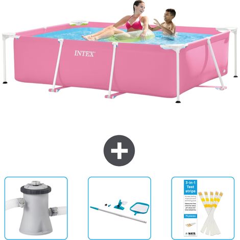 Piscine Cadre Rectangulaire Intex - 220 x 150 x 60 cm - Rose - Incluse Accessoire CB82 (1/5)
