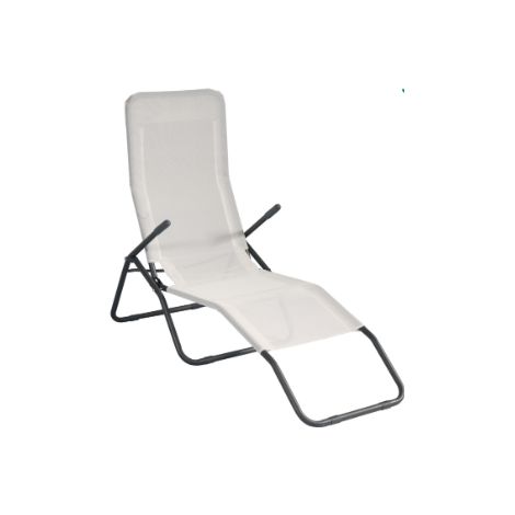 Fauteuil en fer gris avec textilène écru MALIGI HOME MG-ALESSIA Ecrù (1/2)