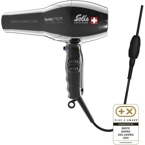 Solis Swiss Perfection 360 Ionic Pro Asciugacapelli Professionale Nero
