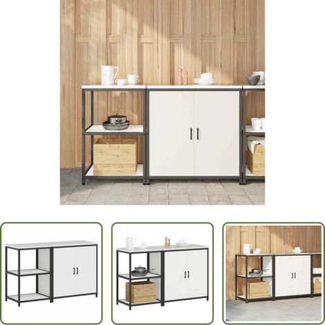 vidaXL Stauraum - Aufbewahrungsset für die Küche 2 pcs Weiß Kaltgewalzter Stahl (1/5)