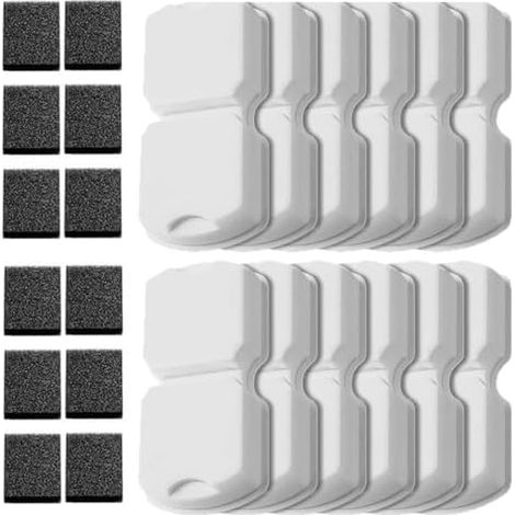 24er Pack Ersatzfilter für Katzenbrunnen, 12 Kohlefilter und 12 Schaumstofffilter Set, Kompatibel mit Edelstahl Trinkbrunnen für Katze, Mehrfachfiltration für frisches Wasser, Zubehör für Haustierbrun (1/5)