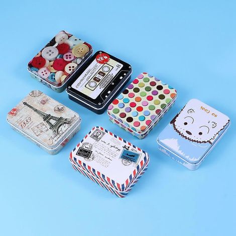 Lot de 6 boîtes de rangement décoratives : petites boîtes à bougies, boîtes à bonbons, boîtes à bijoux, boîtes à bibelots, boîtes à pièces de monnaie, boîtes en fer-blanc vides (1/3)