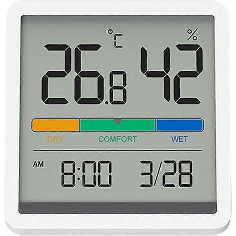 Compatible avec le thermomètre et l'hygromètre silencieux Xiaomi Youpin Miiiw, équipé d'un grand écran LCD de 3,34 pouces (blanc). (1/4)