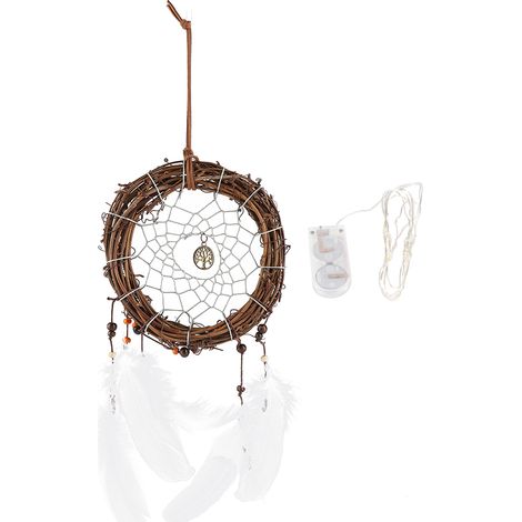 Guirlande lumineuse murale en forme d'arbre, décoration artisanale en plumes, cadeau pour chambre (1/5)