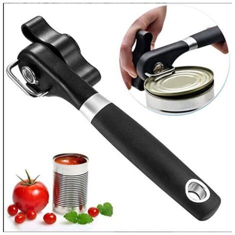 Ouvre-boîte à coupe sûre, ouvre-boîte à bord lisse - Ouvre-boîte portable, ouvre-boîte manuel, bord lisse ergonomique, ouvre-boîte en acier inoxydable de qualité alimentaire pour cuisine et restaurant (1/4)