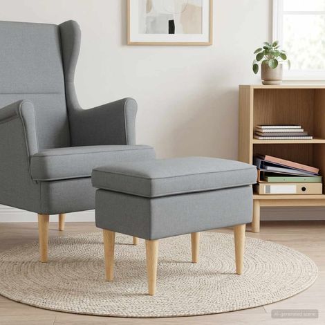 Pouf repose-pieds avec coussin amovible en polyester gris clair 55 x 35 x 41 cm - PANGIVO (1/5)