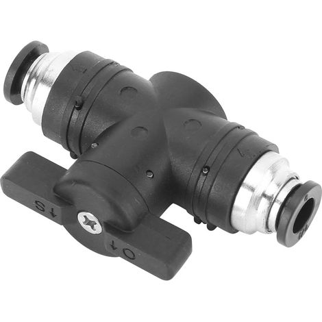 Raccord pneumatique noir, vanne de régulation manuelle double face, outil de connexion rapide BUC-06 (1/5)