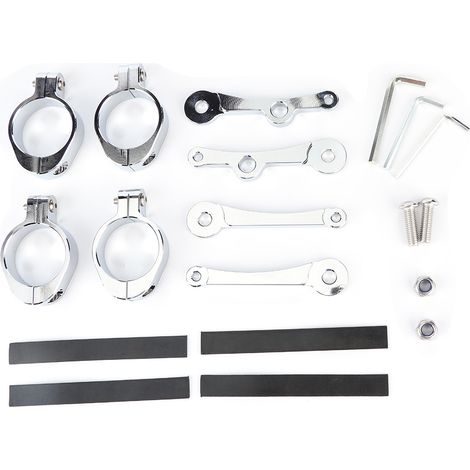 Support de phare moto 1.5-1.6in, collier de fixation pour tube de fourche, feu avant et clignotants, compatible Yamaha (argent) (1/5)