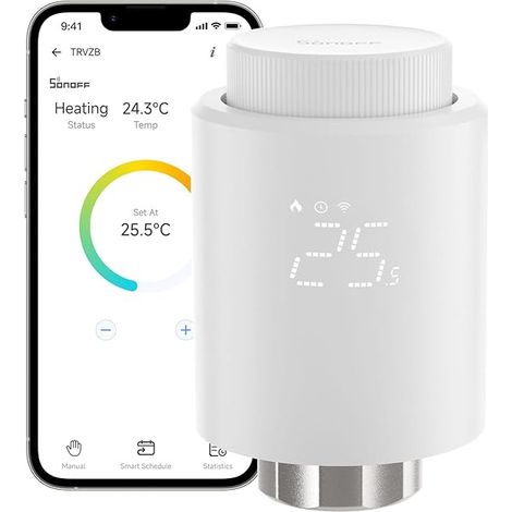 Tête thermostatique Zigbee – Contrôle à distance via application – Compatible avec Home Assistant – Détection de fenêtre ouverte – Sonoff