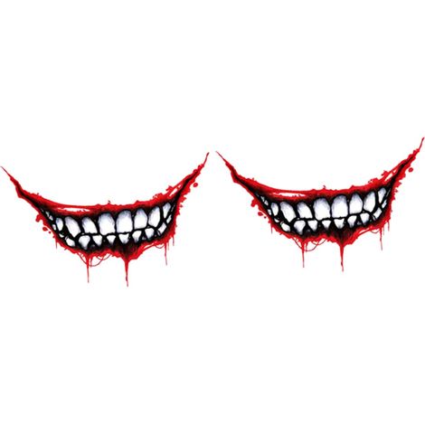 Autocollants pour Voiture Halloween 2pcs Bouche Qui Saigne en Pet Résistants à l'eau Soleil pour Casque et Voiture Décor Unique (1/5)