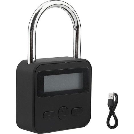 Minuteur électronique multifonction en métal avec écran LCD, durée maximale de 99 heures, rechargeable par USB (noir)