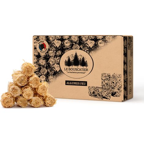 Allume-feu écologique en Laine et Cire de Bois 100% naturels pour cheminée poêle cuisinière Barbecue brasero et feu de Camps. 160 à 170 allumes-feu sans Odeur. Boite d'allumettes Offerte