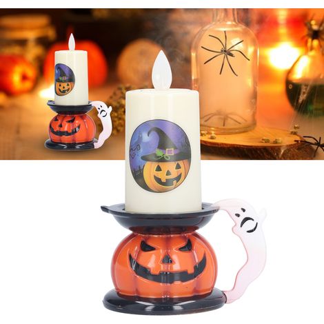 Bougie en forme de crâne, lampe citrouille, décoration d'intérieur, décorations d'Halloween, accessoires de fête d'horreur, tête de citrouille (1/5)