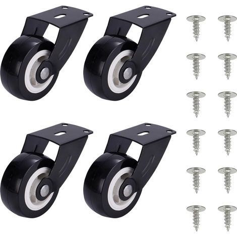 Roulettes de portail, 4 pièces roues de porte grande capacité avec vis, roue de support anti affaissement, roulette pour porte de meuble à montage