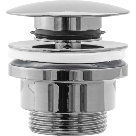 1 - Bonde de lavabo - Laiton chromé - Système clic-clac pop-up - Pour salle de bain avec ou sans trop-plein - Chrome - 4,5cm (1/4)