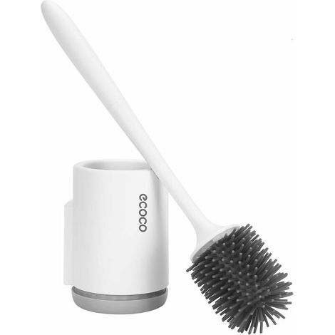 Toilet Brush Antibacterial Silicone Toilet Brush Toilet Brush Set Long Handle Toilet Brush with Hygienic Holder (1/5)