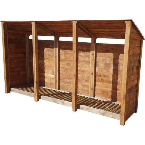 Wooden Log Store Reverse Roof, W335xH180cm (Brown finish)