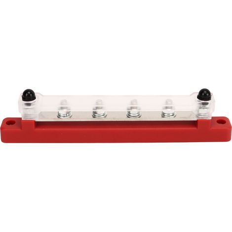 6-poliger elektrischer Verteilerblock mit Schutzkappe, M6-Anschlüsse, 12–48 V DC, 150 A, für Pkw, Boote, Wohnmobile, rot (1/5)