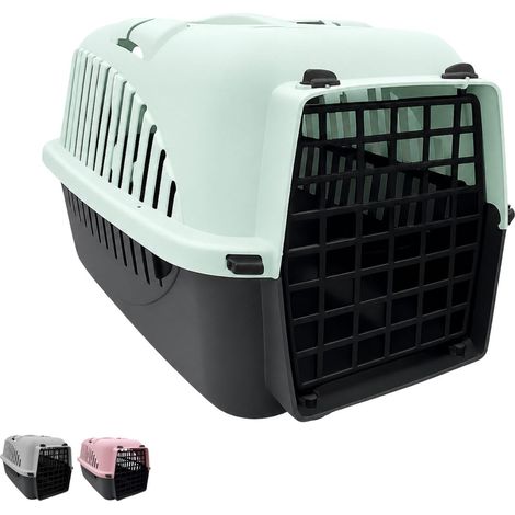 Trasportino rigido per gatti e animali domestici di taglia piccola, ideale per viaggio - Misura 32x47x32 cm - Gabbietta in plastica con maniglia - Col (1/5)