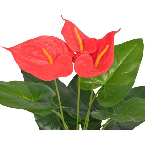 vidaXL Anturium Pianta Artificiale con Vaso 45 cm Rossa e Gialla