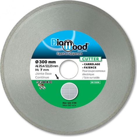 Diamwood – Disque diamant 300 mm pour meuleuse – Alésage 30/25,4/22,23 mm – Découpe précise carrelage et faïence – Hauteur jante 7 mm