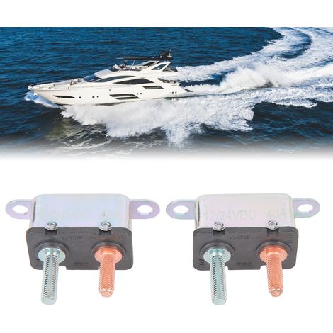 Disjoncteur à réarmement automatique 12 V/24 V, disjoncteur de surintensité à ailettes fixes, disjoncteur universel pour véhicules et bateaux, 40 A (1/5)