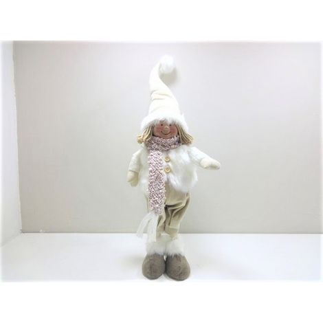 Natalizia Bambola elfo In piedi di tessuto colore Bianco (1/2)