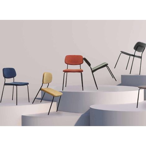Lot de 2 chaises ZOLA en velours et pieds métal noir-Bleu marine (1/5)