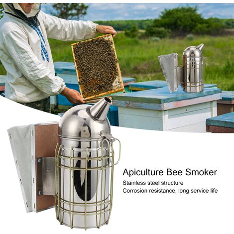 Decdeal Kit transmetteur pour fumeur d'abeilles, outil pour Apiculture, pulvérisateur en acier inoxydable avec bouclier thermique
