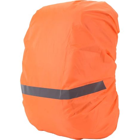 Rucksack-Regenschutz (18-70L), wasserdichter Rucksacküberzug mit reflektierendem Streifen, geeignet für Wanderungen, Camping, Radfahren (Orange, XL) (1/5)