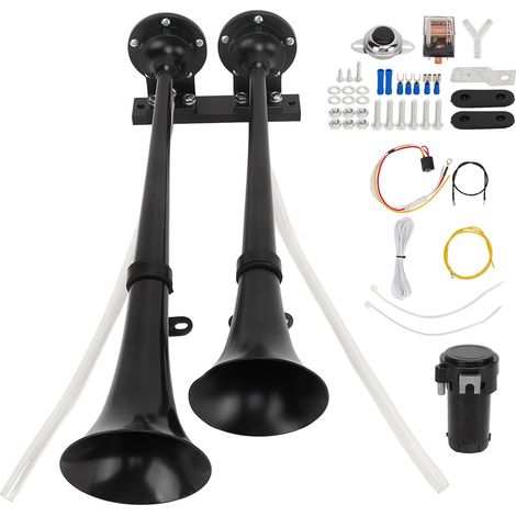 Klaxon pneumatique double trompette 130 dB CC 12 V, puissant, pour camions, fourgonnettes et yachts (1/5)
