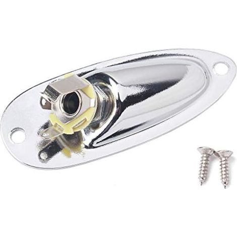Prise jack de sortie d'entrée de bateau avec vis pour guitare Fender Strat Argenté (1/5)