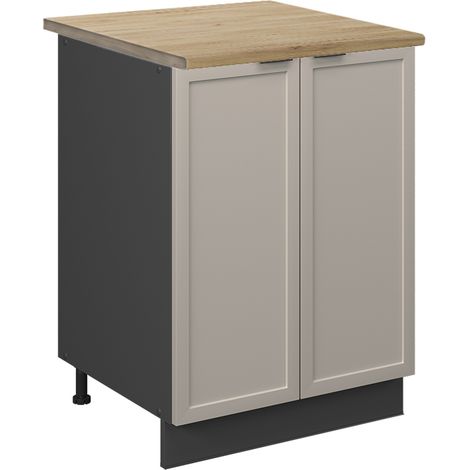 Meuble bas de cuisine Fame-Line, GrisBeige, 60 cm, PT Chêne, Vicco